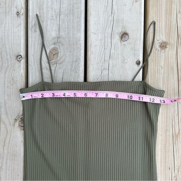 Topshop Dress Womens Bodycon Midi Textured Strappy Grunge Y2K Green 8 - Picture 10 of 13